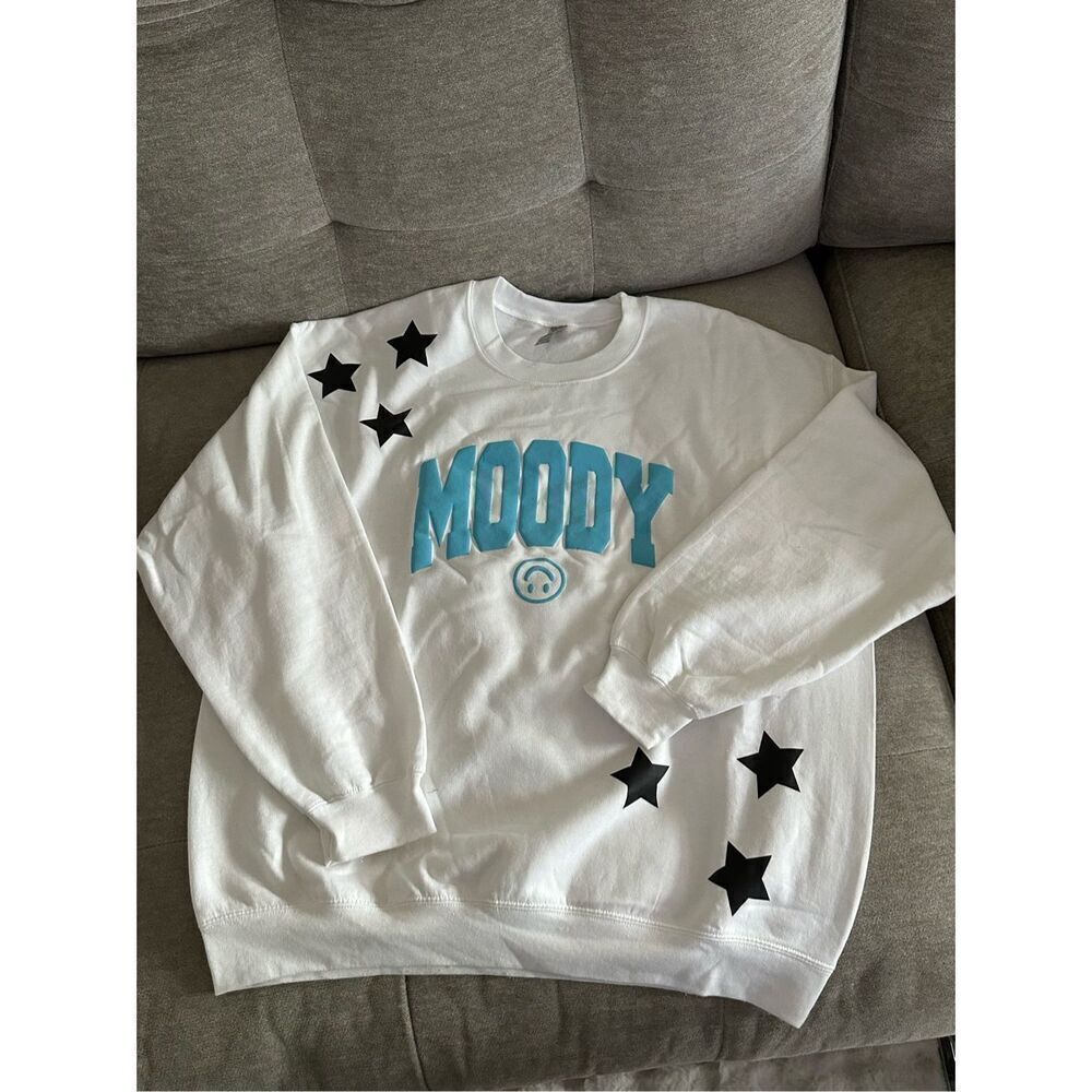 Moody puff print vinyl stars custom sweatshirt‎ sz XL